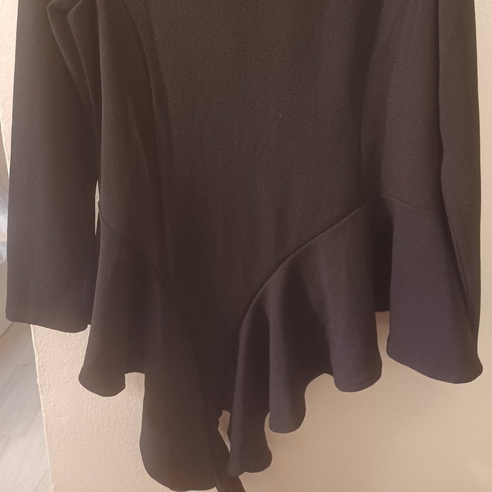 Kate & Mallory Stretch Knit Zip Front Asymmetrical Ruffle Jacket Size L - Picture 5 of 5